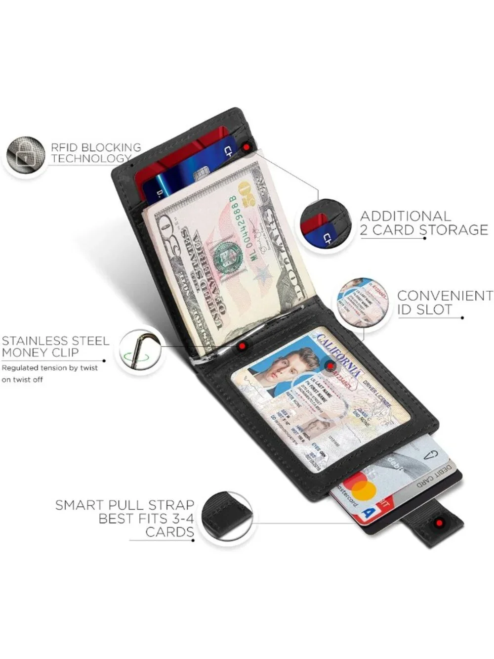 Slim RFID Blocking Bifold Leather Wallet for Men - Minimalist Front Pocket